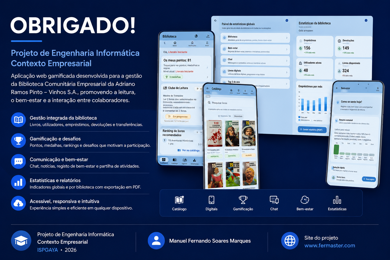Apresenta&ccedil;&atilde;o visual da aplica&ccedil;&atilde;o em telem&oacute;vel e painel de estat&iacute;sticas